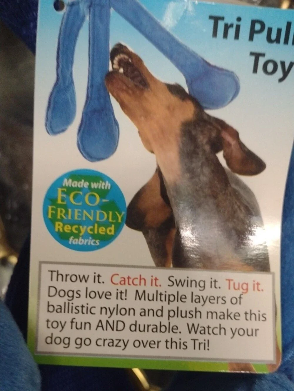 Tri Pull Dog Toy — Durable Blue Tug & Fetch Toy - Large